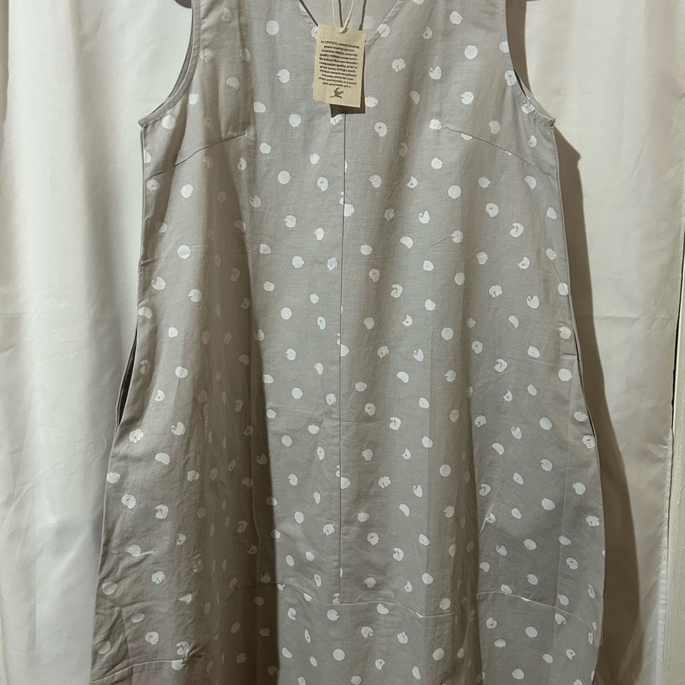 Gray Polka Dot Linen Blend Fabric
